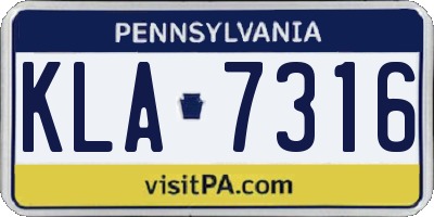 PA license plate KLA7316