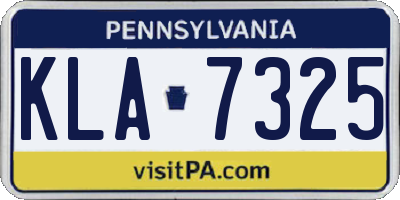 PA license plate KLA7325