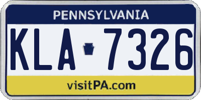 PA license plate KLA7326