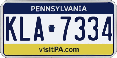 PA license plate KLA7334