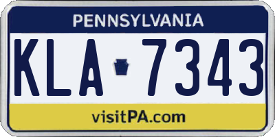 PA license plate KLA7343