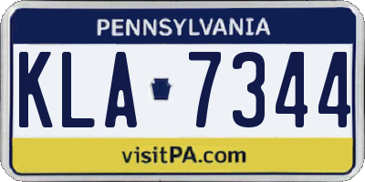 PA license plate KLA7344