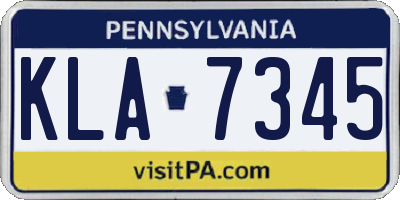 PA license plate KLA7345