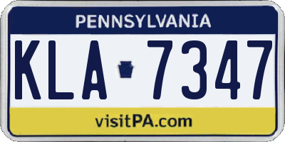 PA license plate KLA7347