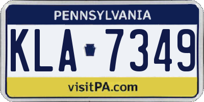 PA license plate KLA7349
