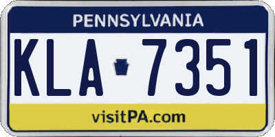 PA license plate KLA7351