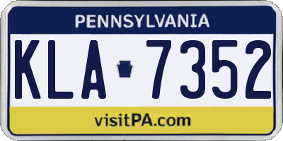 PA license plate KLA7352