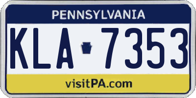 PA license plate KLA7353
