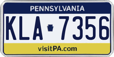 PA license plate KLA7356