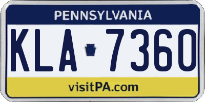 PA license plate KLA7360