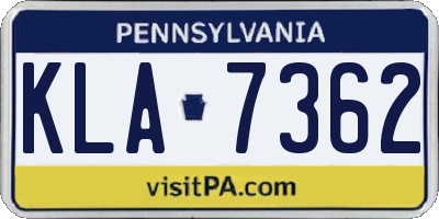 PA license plate KLA7362