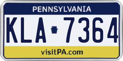 PA license plate KLA7364