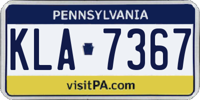 PA license plate KLA7367