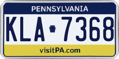 PA license plate KLA7368
