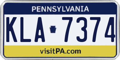 PA license plate KLA7374