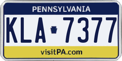 PA license plate KLA7377
