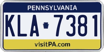 PA license plate KLA7381