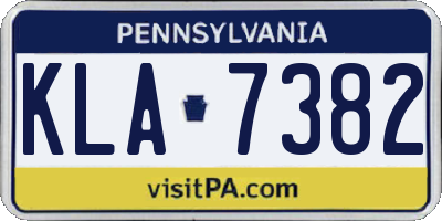 PA license plate KLA7382