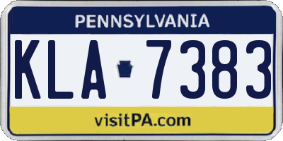 PA license plate KLA7383