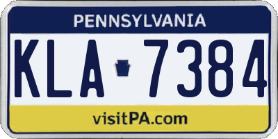 PA license plate KLA7384