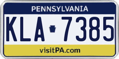PA license plate KLA7385