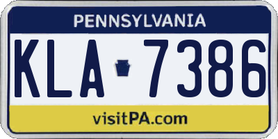 PA license plate KLA7386