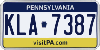 PA license plate KLA7387