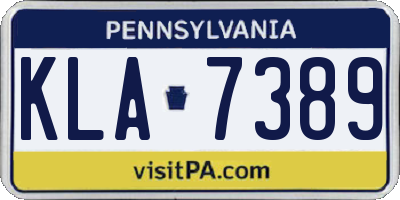 PA license plate KLA7389
