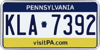 PA license plate KLA7392