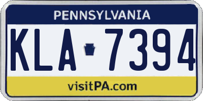 PA license plate KLA7394
