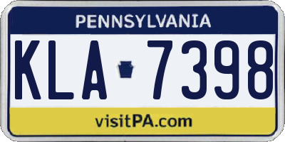 PA license plate KLA7398