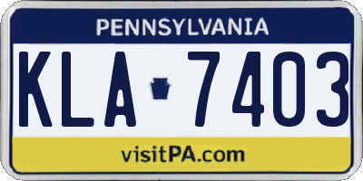 PA license plate KLA7403