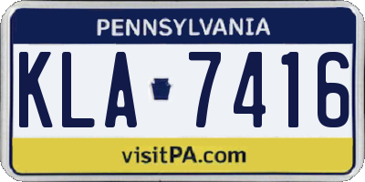 PA license plate KLA7416