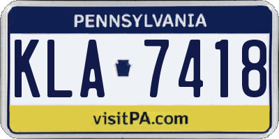 PA license plate KLA7418