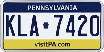 PA license plate KLA7420