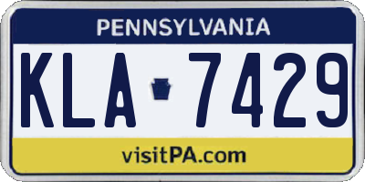 PA license plate KLA7429
