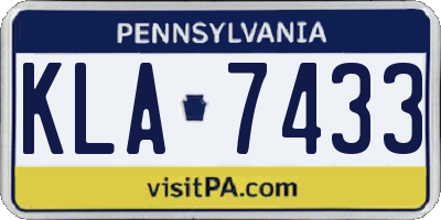 PA license plate KLA7433