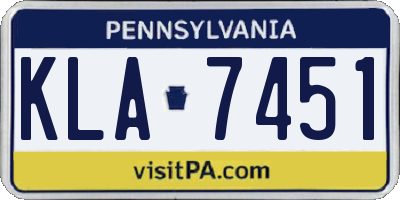 PA license plate KLA7451