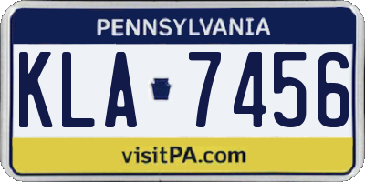 PA license plate KLA7456