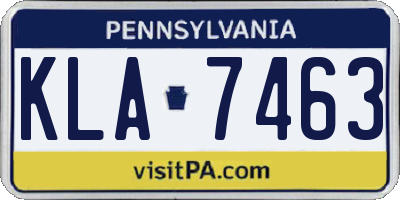 PA license plate KLA7463