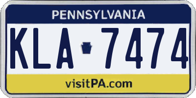 PA license plate KLA7474