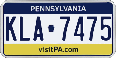 PA license plate KLA7475