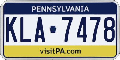 PA license plate KLA7478