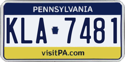 PA license plate KLA7481