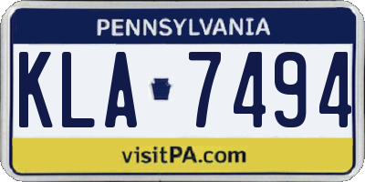 PA license plate KLA7494