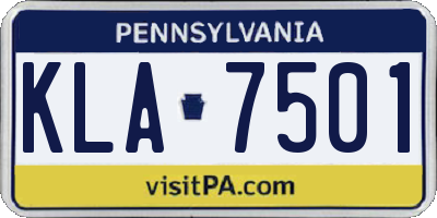 PA license plate KLA7501