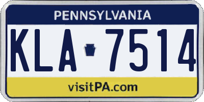 PA license plate KLA7514