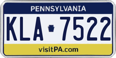 PA license plate KLA7522
