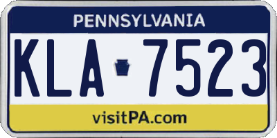 PA license plate KLA7523