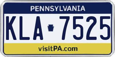 PA license plate KLA7525